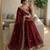 Maroon satin embroidered saree with sequins work