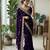 Purple satin embroidered saree with sequins work