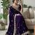 Purple satin embroidered saree with sequins work