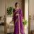Plum satin embroidered saree with sequins work