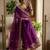 Plum satin embroidered saree with sequins work