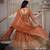 Rust embroidery brocade full stitched anarkali suit