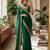 Green satin embroidered saree with sequins work