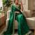 Green satin embroidered saree with sequins work