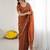Brown georgette embroidered saree with sequins work