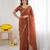 Brown georgette embroidered saree with sequins work