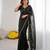 Black georgette embroidered saree with sequins work