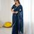 Blue georgette embroidered saree with sequins work