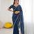 Blue georgette embroidered saree with sequins work