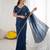 Blue georgette embroidered saree with sequins work