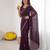 Wine georgette embroidered saree with sequins work