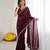 Chocolate georgette embroidered saree with sequins work