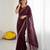 Chocolate georgette embroidered saree with sequins work