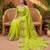 Parrot green silk blend embroidered saree with sequins work