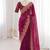 Magenta satin embroidered saree with sequins work