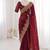 Maroon satin embroidered saree with sequins work