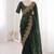 Green satin embroidered saree with sequins work