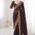 Black satin embroidered saree with sequins work