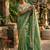 green chiffon embroidered saree with thread work