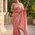 peach chiffon embroidered saree with thread work