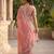 peach chiffon embroidered saree with thread work