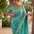 sky blue chiffon embroidered saree with thread work