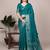 Teal art silk woven saree with zari work
