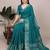 Teal art silk woven saree with zari work