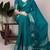 Teal art silk woven saree with zari work