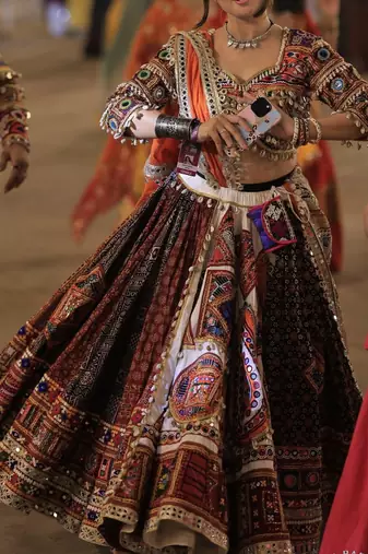 Multi Digital Print with Mirror Cotton Lahenga Choli Set