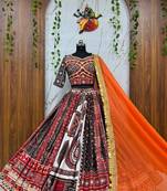 Multi Digital Print with Mirror Cotton Lahenga Choli Set