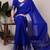 Royal blue art silk woven saree with zari work