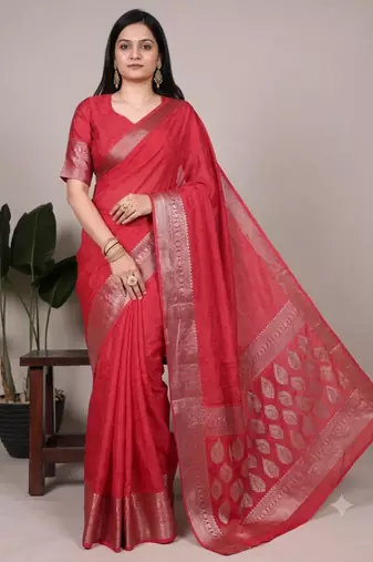 red art silk zari woven saree