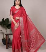 red art silk zari woven saree