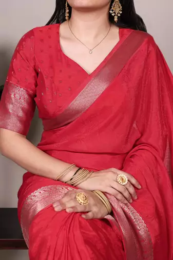red art silk zari woven saree