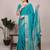 turquoise art silk zari woven saree