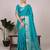 turquoise art silk zari woven saree