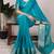 turquoise art silk zari woven saree