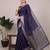 navy blue art silk zari woven saree