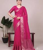 pink art silk zari woven saree