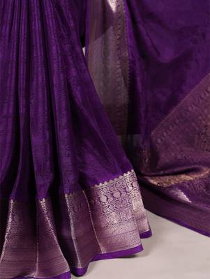 purple art silk zari woven saree 4