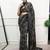 black satin  printed  saree with geometric print