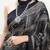 black satin  printed  saree with geometric print