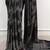 black satin  printed  saree with geometric print