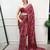maroon satin  printed  saree with geometric print