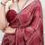 maroon satin  printed  saree with geometric print