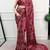 maroon satin  printed  saree with geometric print
