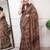 brown satin  printed  saree with geometric print