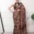 brown satin  printed  saree with geometric print