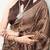brown satin  printed  saree with geometric print